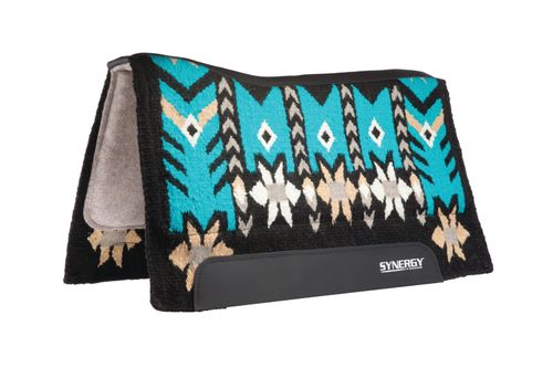 Weaver Synergy Contour Felt Performance Saddle Pad - Teal/Rust/Black