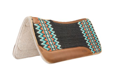 Weaver New Zealand Wool Saddle Pad - Black/Teal/Fawn