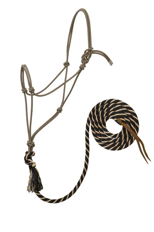 Weaver Silvertip No. 95 Rope Halter w/12' Lead - Black/Tan