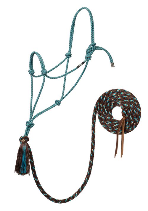 Weaver Silvertip No. 95 Rope Halter w/10' Lead - Turquoise/Brown/Tan