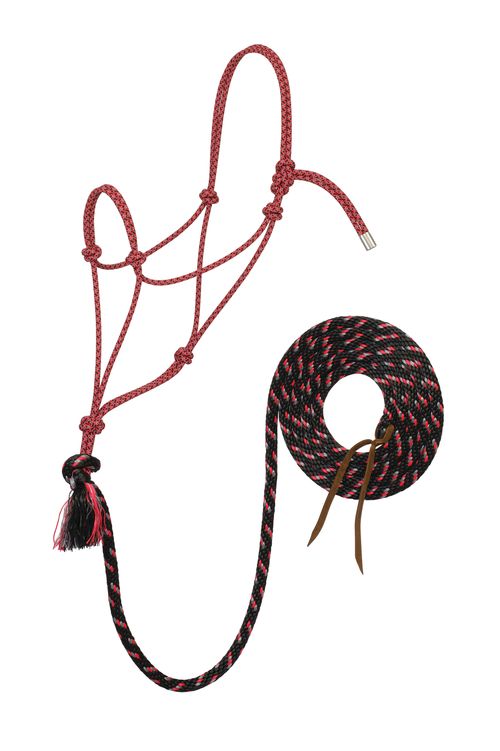 Weaver Silvertip No. 95 Rope Halter w/12' Lead - Black/Grey/Red