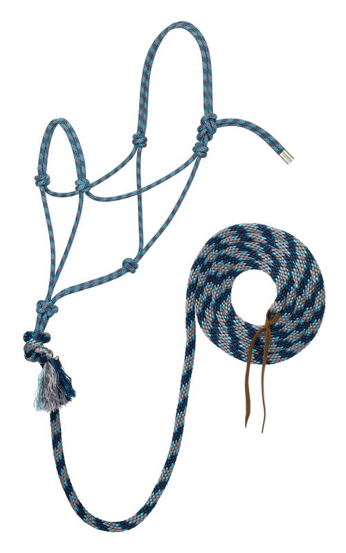 Weaver Silvertip No. 95 Rope Halter w/10'  Lead - Grey/Blue/Navy/Turquoise