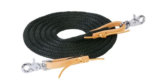 Weaver 10ft Poly Roping Reins w/Scissor Snaps - Black