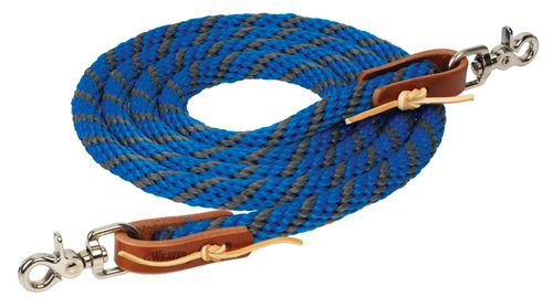 Weaver 8ft Poly Roping Reins w/Scissor Snaps - Gray/Pacific Blue