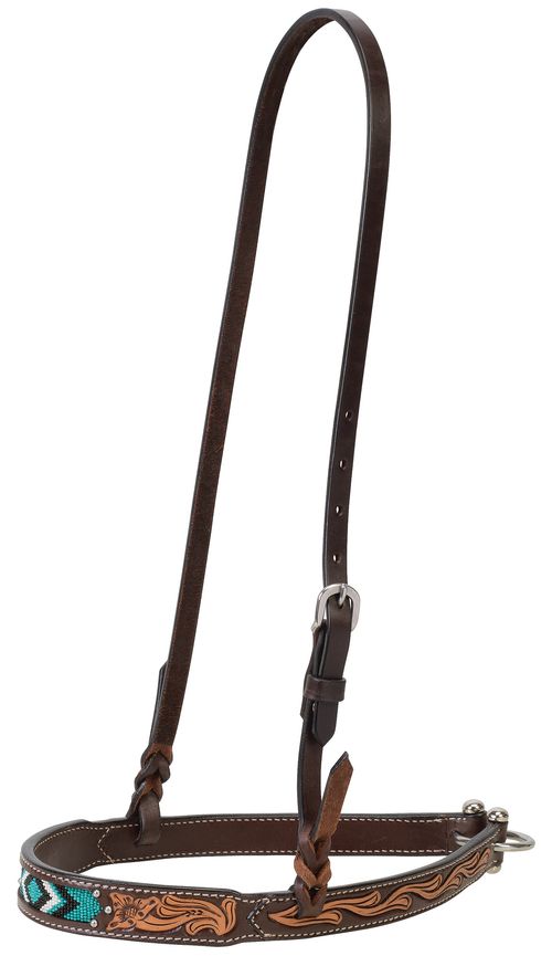 Weaver Turquoise Cross Turquoise Beaded 1.25" Noseband - Dark Oiled