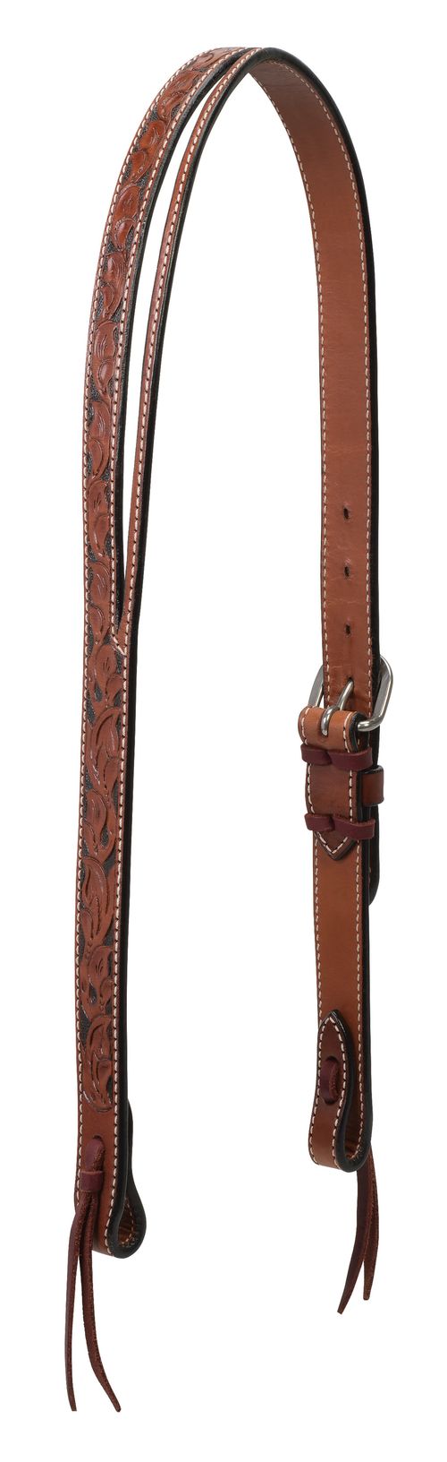 Weaver Turquoise Cross Floral Carved 1" Belt Headstall - Chestnut