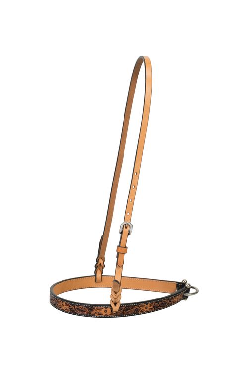 Weaver Turquoise Cross Floral 1" Tooled Noseband - Light Oiled
