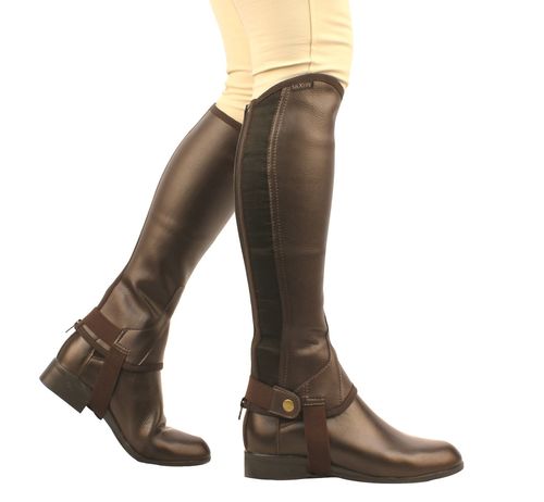 BARGAIN BARN: Saxon Equileather Half Chaps - Small - Brown