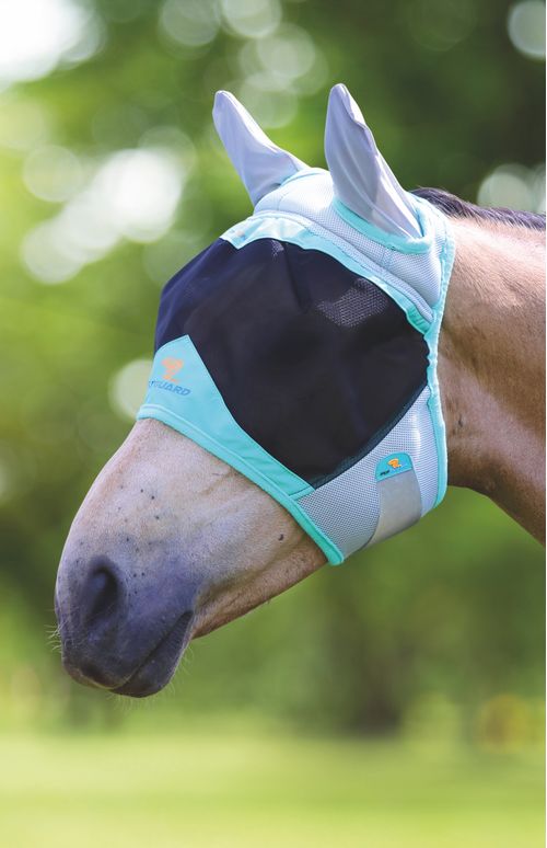 READY TO SHIP: Shires FlyGuard Air Motion Fly Mask w/Ears - Small Pony - Aqua