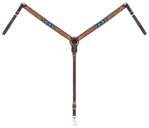 Weaver Turquoise Cross Turquoise Beaded 1.25" Straight Breast Collar - Dark Oiled