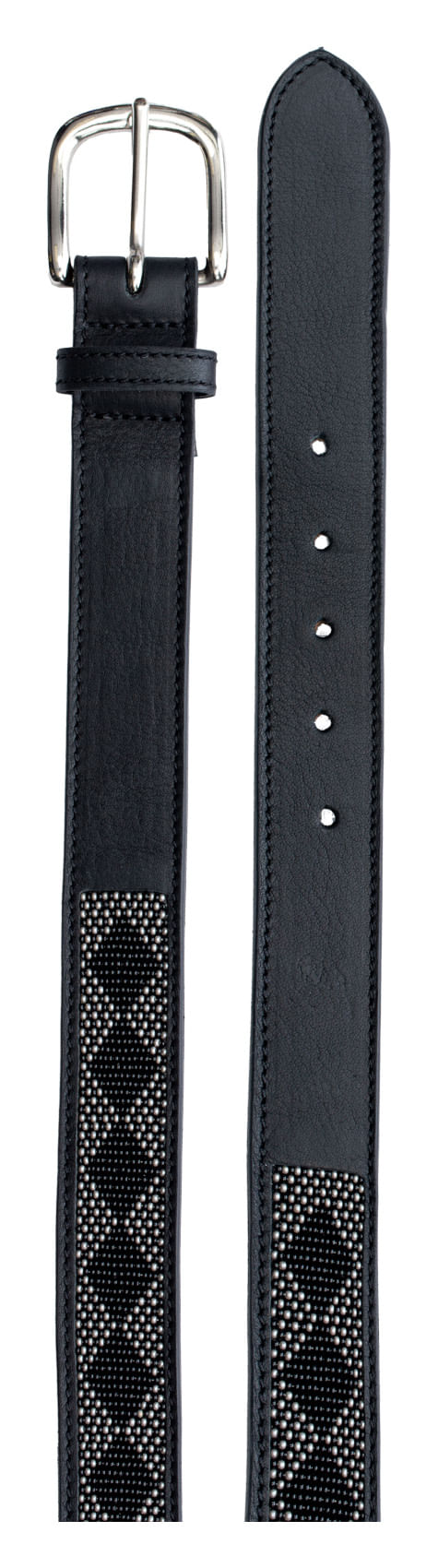 BARGAIN BARN: Equinavia Women's Estelle Hand Beaded Belt - X Large - Black/Silver