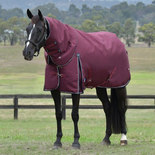 Weatherbeeta Comfitec Essential Turnout Detach-A-Neck 50G - Burgundy/Navy