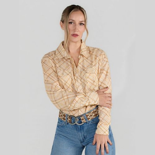 OVERSTOCK: Dapplebay Women's Breezy Button Up Top - Medium - Spring Plaid
