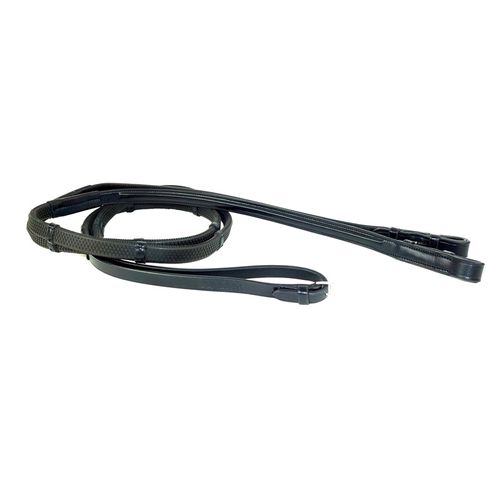 BARGAIN BARN: Nunn Finer Anatomico Rubber Rein w/Hand Stops - 5/8in x 58in - Black
