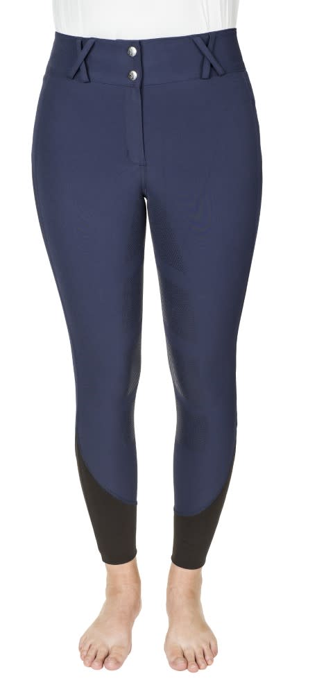 OPENBOX: Equine Couture Women's Charlotte Silicone Full Seat Breeches - 24 - Navy