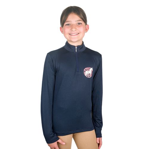BARGAIN BARN: Equistar Kids' Long Sleeve 1/4 Zip Sun Shirt - XX Large - Navy