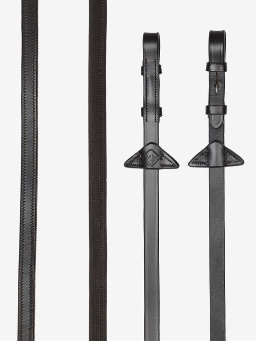 LeMieux Rubber Half Lined Reins - Brown/Silver