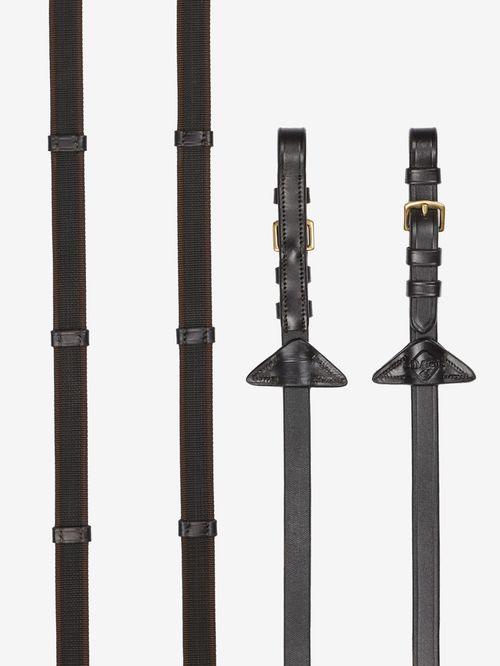 LeMieux Rubber Grip Continental Reins - Brown/Brass
