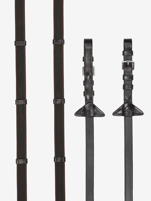LeMieux Rubber Grip Continental Reins - Brown/Silver