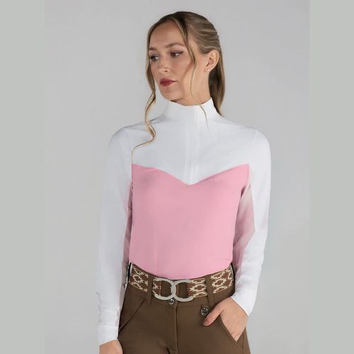Dapplebay Women's 1/4 Zip Long Sleeve Show Top - Ballet Pink
