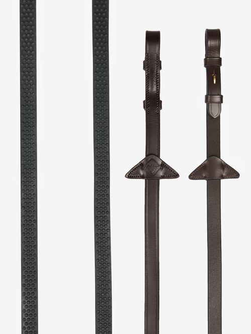 LeMieux Soft Rubber Reins - Havana/Brass