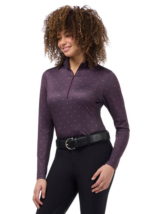 Kerrits Women's In The Zone Coolcore Long Sleeve Shirt - Elderberry Lucky Dots