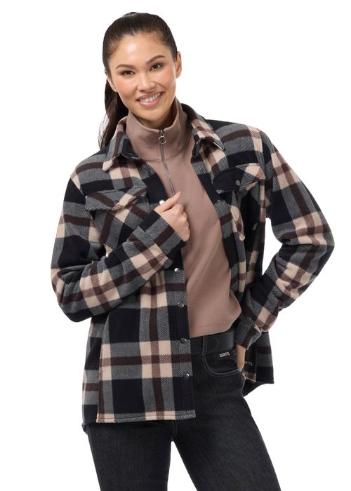 Kerrits Women's Alpine Fleece Barn Shirt - Black/Mocha Plaid