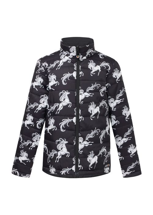 Kerrits Kids' Pony Parade Reversible Quilted Jacket - Black/Black Horse