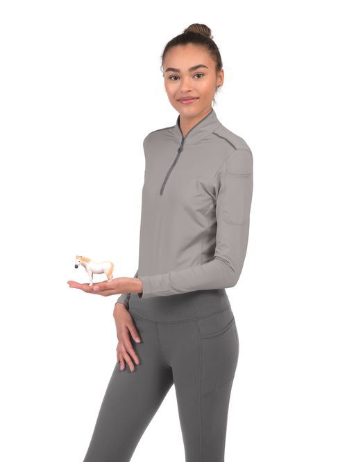 BARGAIN BARN: Chestnut Bay Women's Performance Rider SkyCool Long Sleeve Shirt - Medium - Ash