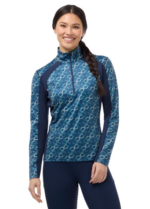 Kerrits Women's Traverse Quarter Zip Fleece Tech Top - Jasper Horseshoe Honeycomb