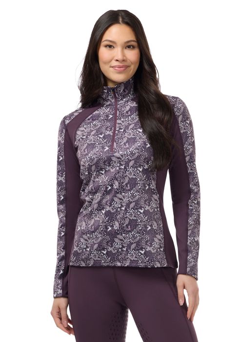 Kerrits Women's Traverse Quarter Zip Fleece Tech Top - Elderberry Fantasy Fillies