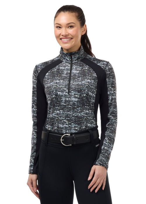 Kerrits Women's Traverse Quarter Zip Fleece Tech Top - Black Batik