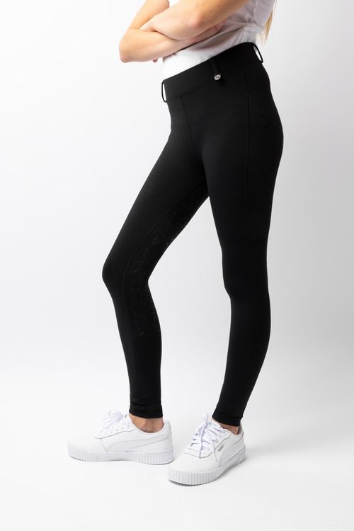 Horze Kids' Dea Winter Thermo Full Seat Tights - Black