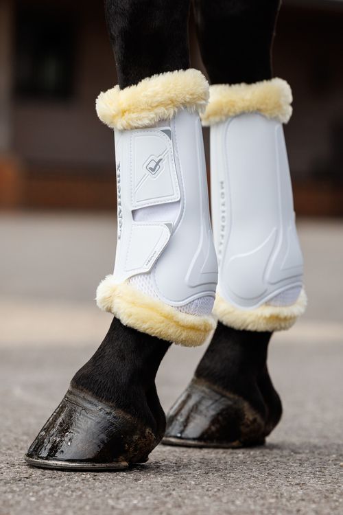 LeMieux Motionflex Dressage Boots w/Fur Edge - White