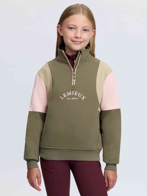 LeMieux Kids' Young Rider Viola Quarter Zip Sweatshirt - Willow Green