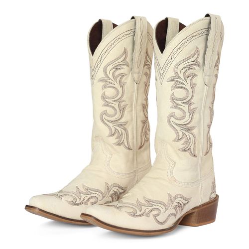 TuffRider Women's Snip Toe Paris Embroidered Western Boots - Cream