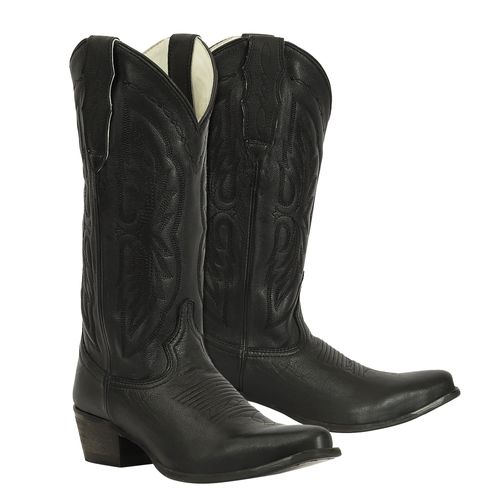TuffRider Women's Cowtown Mid Height Embroidered Leather Snip Toe Western Boots - Black