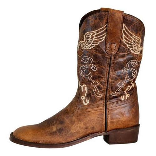TuffRider Kids' Sequoia Cross & Wing Embroidered Square Toe Western Boots - Brown