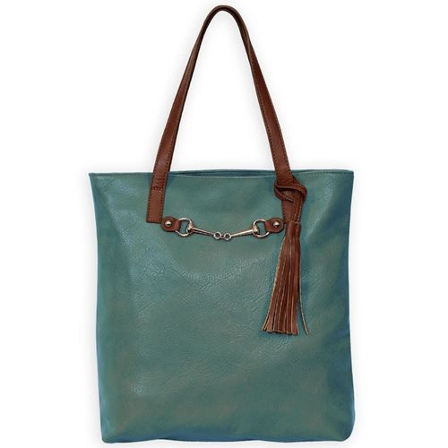 Kelley and Company Snaffle Bit with Tassel Tote Bag - Teal