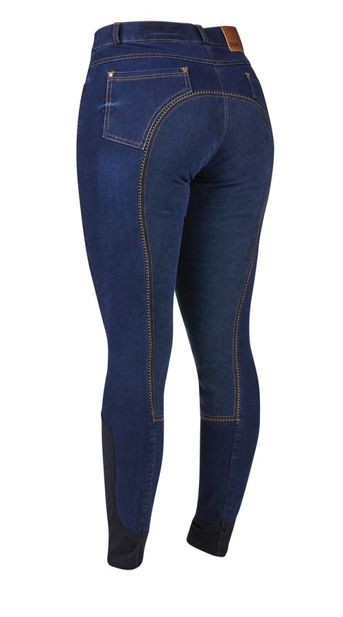 Dublin Women's Shona Full Suede Seat Denim Breeches - Blue Denim/Navy