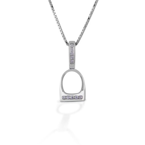 Kelly Herd Small English Stirrup Necklace - Sterling Silver/Clear