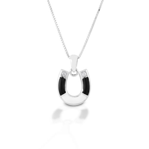 Kelly Herd Two Tone Horseshoe Necklace - Sterling Silver/Clear