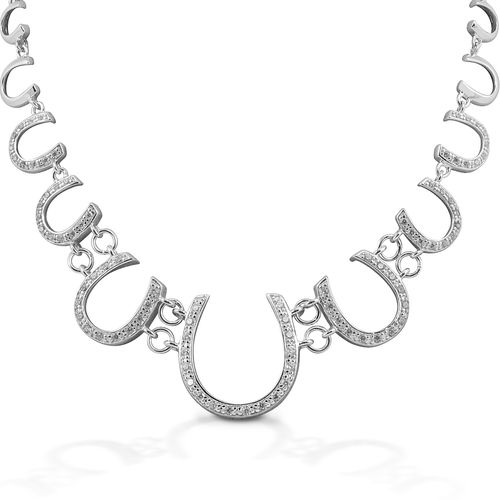 Kelly Herd Multi Horseshoe Necklace - Sterling Silver/Clear