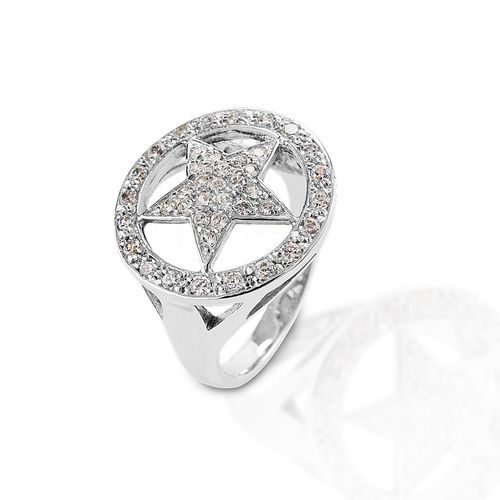Kelly Herd Large Star Ring - Sterling Silver/Clear