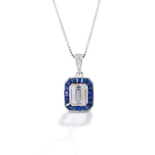 Kelly Herd Asscher Cut Spinel Pendant - Sterling Silver/Blue