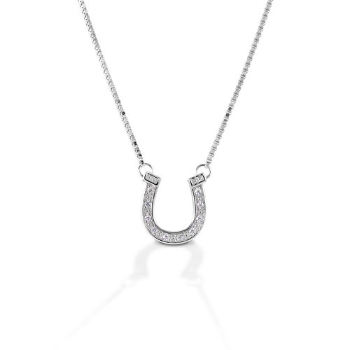 Kelly Herd Pave Horseshoe Necklace - Sterling Silver/Clear