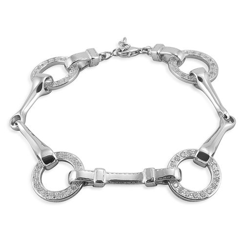 Kelly Herd Snaffle Bit Bracelet - Sterling Silver/Clear