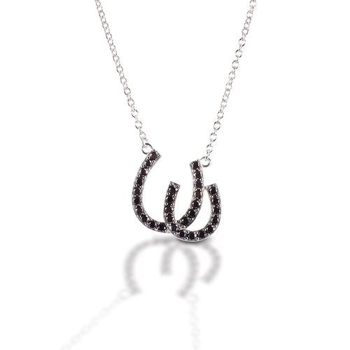 Kelly Herd Double Horseshoe Pendant - Sterling Silver/Black