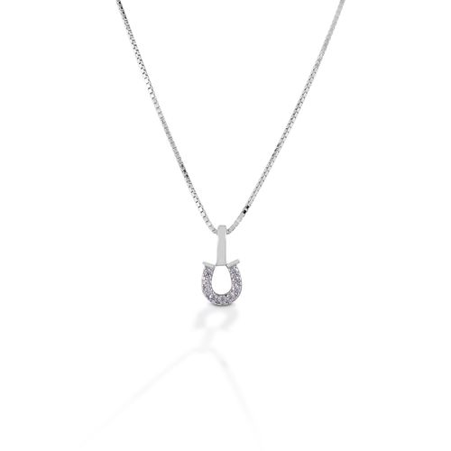 Kelly Herd Horseshoe Necklace - Sterling Silver/Clear