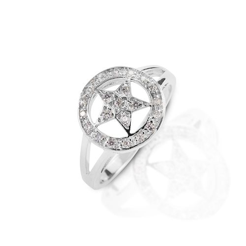 Kelly Herd Small Star Ring - Sterling Silver/Clear